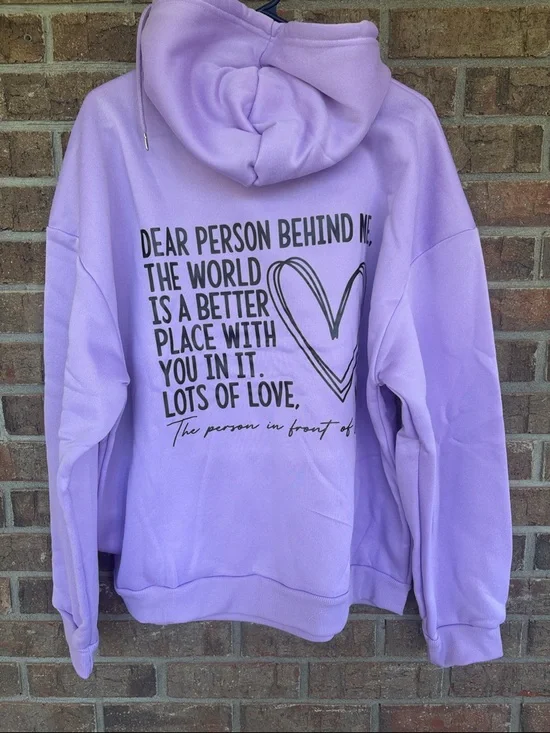 Lilac 'You Are Enough' Crewneck Hoodie Sweater for Women - Picture 2 of 2